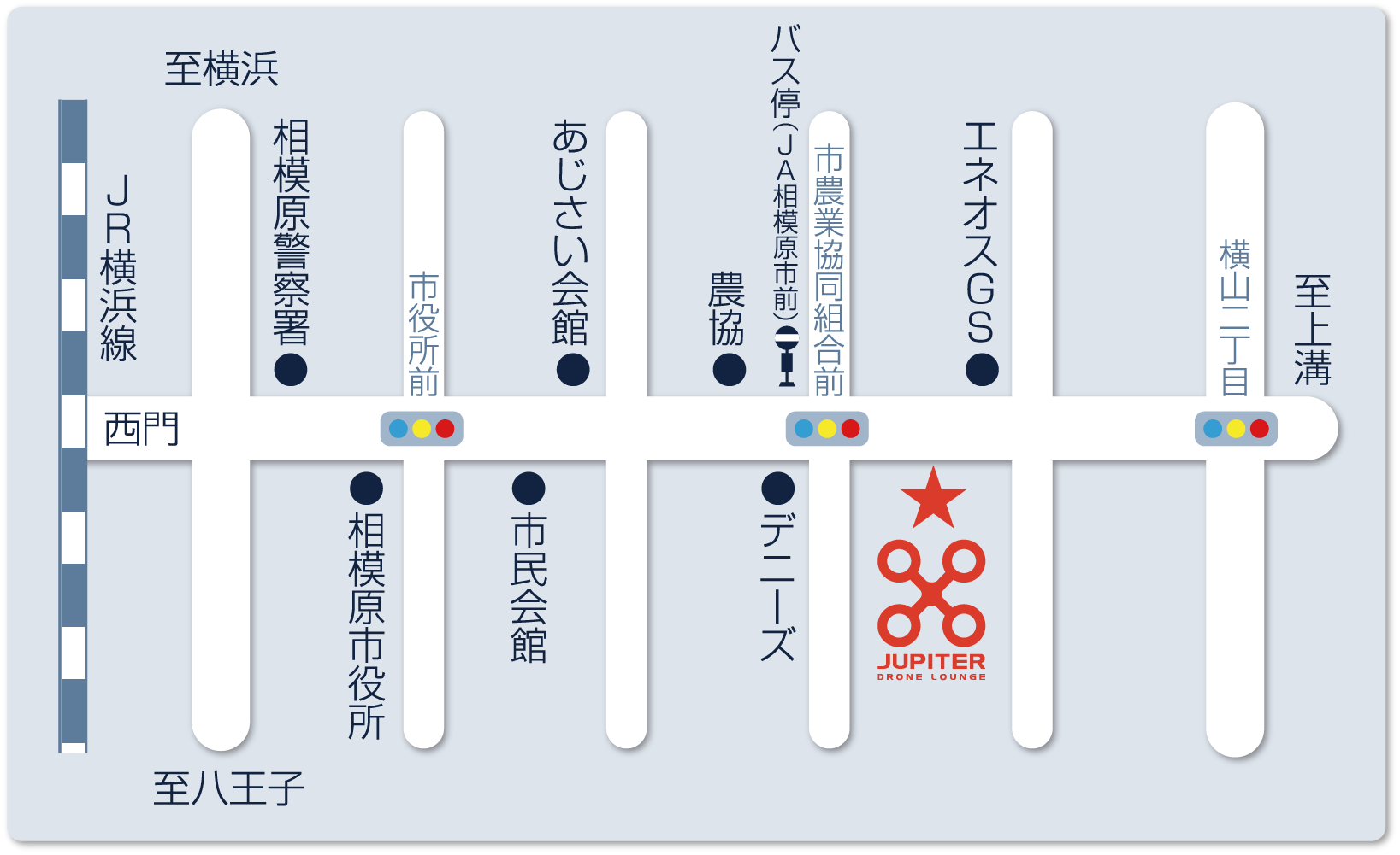 ドローンラウンジ ジュピターへのアクセスマップ